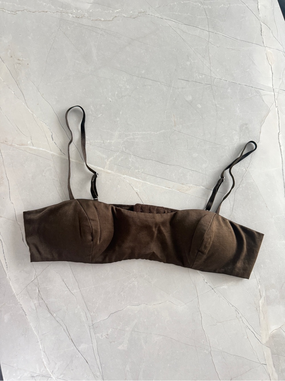 Dark brown bra top with adjustable straps
